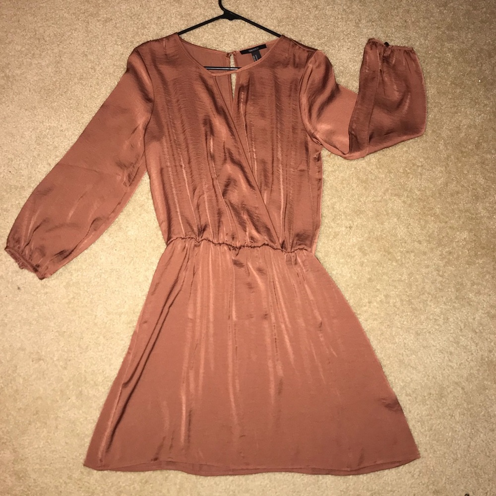 Silky, flowy dress. Deep burnt orange, brown color